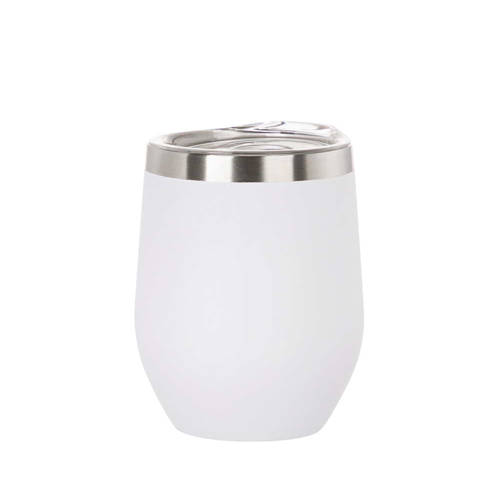 Craft Express 12oz. White Stemless Stainless Steel Wine Tumblers