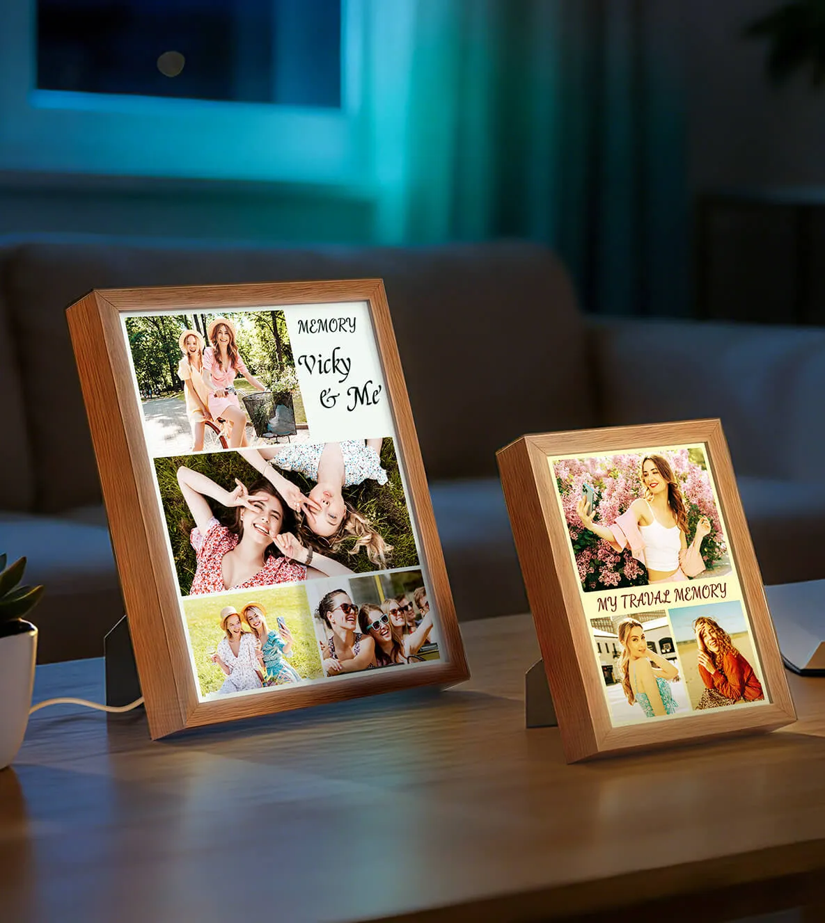 Personalized photo frames with custom pictures and text created using sublimation printing