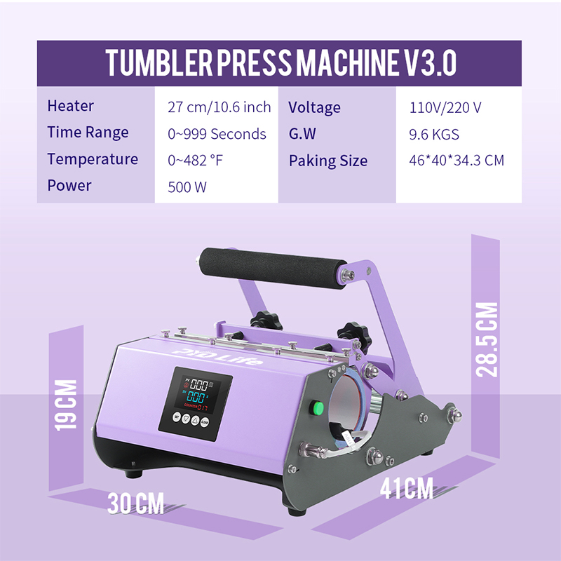 PYD Life 110v 500w 30 Oz Tumbler Heat Press Machine Blue Used