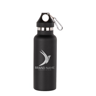 Powder Coated Sports Bottle with Plastic & Carabiner Lid(17oz/500ml,Common Blank,Black)
