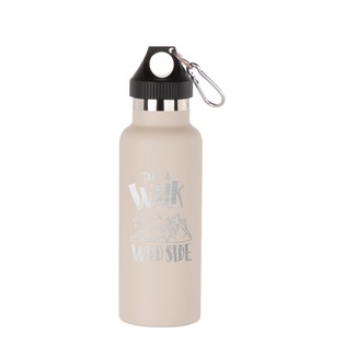 Powder Coated Sports Bottle with Plastic & Carabiner Lid(17oz/500ml,Common Blank,Light Grey)