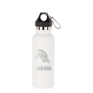 Powder Coated Sports Bottle with Plastic & Carabiner Lid(17oz/500ml,Common Blank,White)