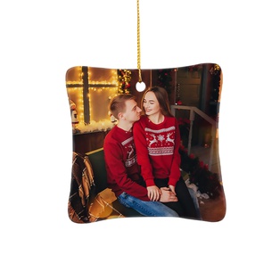 Sublimation Christmas Ornaments Blank Holiday Crafts Ceramic (3inch, Square)