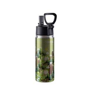Stainless Steel Flask with Wide Mouth Straw Lid & Rotating Handle(18oz/550ml,Sublimation Blank,Silver)