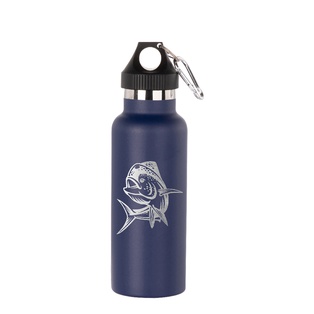 Powder Coated Sports Bottle with Plastic & Carabiner Lid(17oz/500ml,Common Blank,Dark Blue)