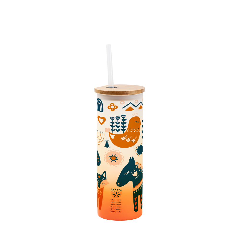 Sublimation Glass Tumblers With Bamboo Lid And Straw, Gradient Color Can  Shaped Glasses With Lid And Straw, Cute Glass Cup With Bamboo Lid And Straw,  Iced Coffee Cups & Beer Glasses 