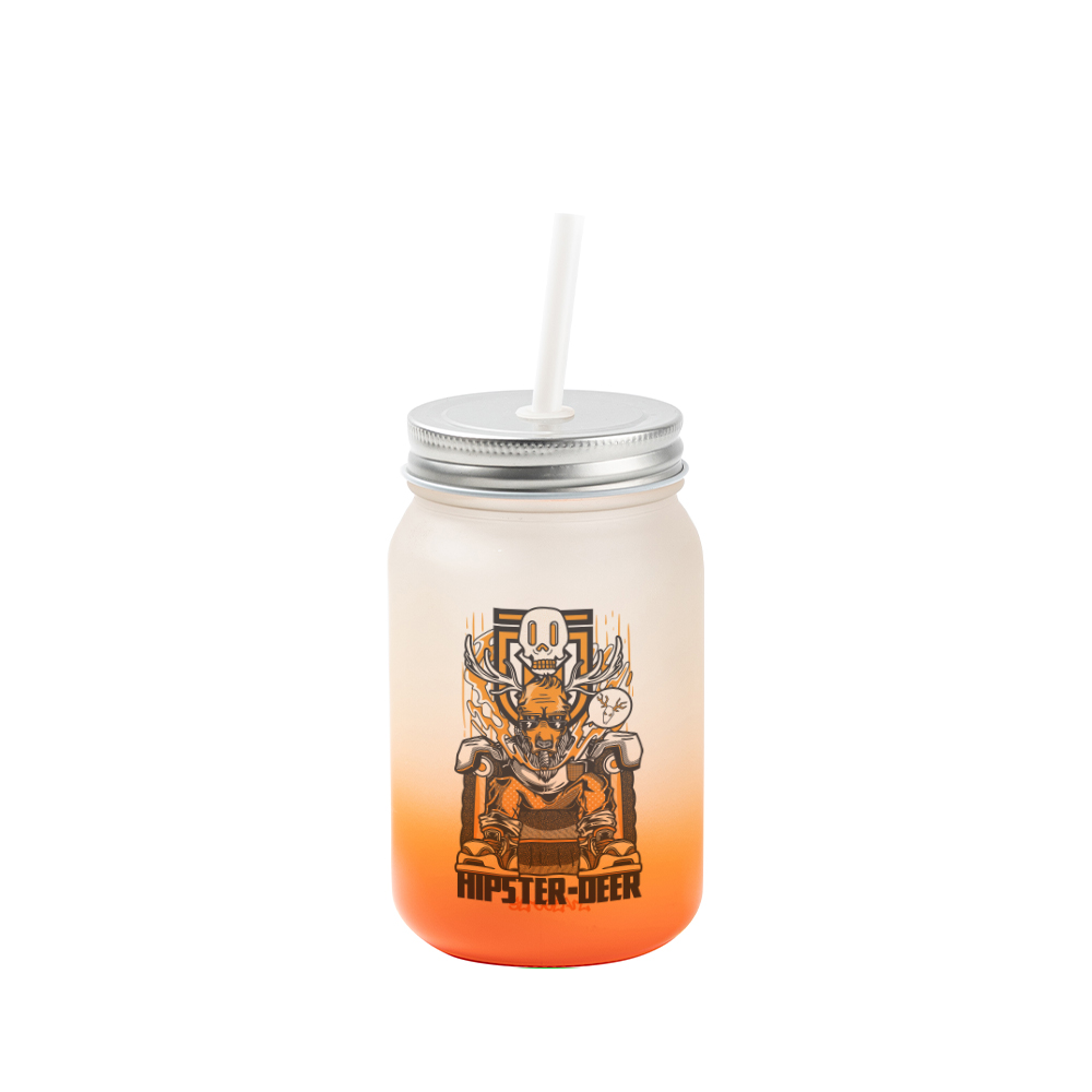 Bulk 15oz Sublimation Mason Cup Gradient Frosted Glass Juice Jar