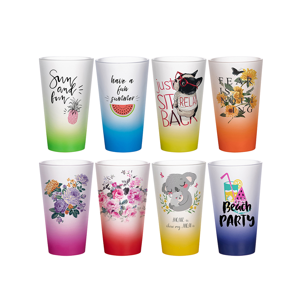 OneNY Color Changing Frosted Glass Cups with Lids And
