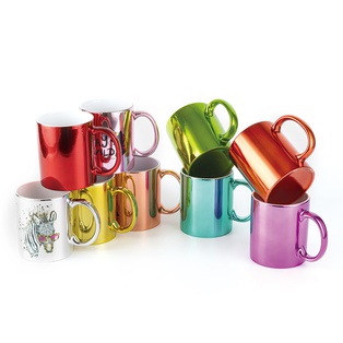 Metallic Sublimation Mugs 11oz Ceramic Coffee Cup (Metallic Red)
