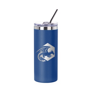 16oz/480ml Stainless Steel Tumbler with Straw & Lid (Powder Coated, Dark Blue)