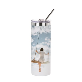 20oz/600ml Stainless Steel Tumbler with Straw & Lid (Sublimation, Matt White)