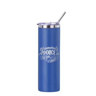 30oz/900ml Stainless Steel Tumbler with Straw & Lid (Powder Coated, Dark Blue)