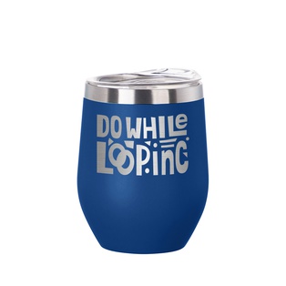 12oz/360ml Stainless Steel Stemless Cup (Powder Coated, Dark Blue)