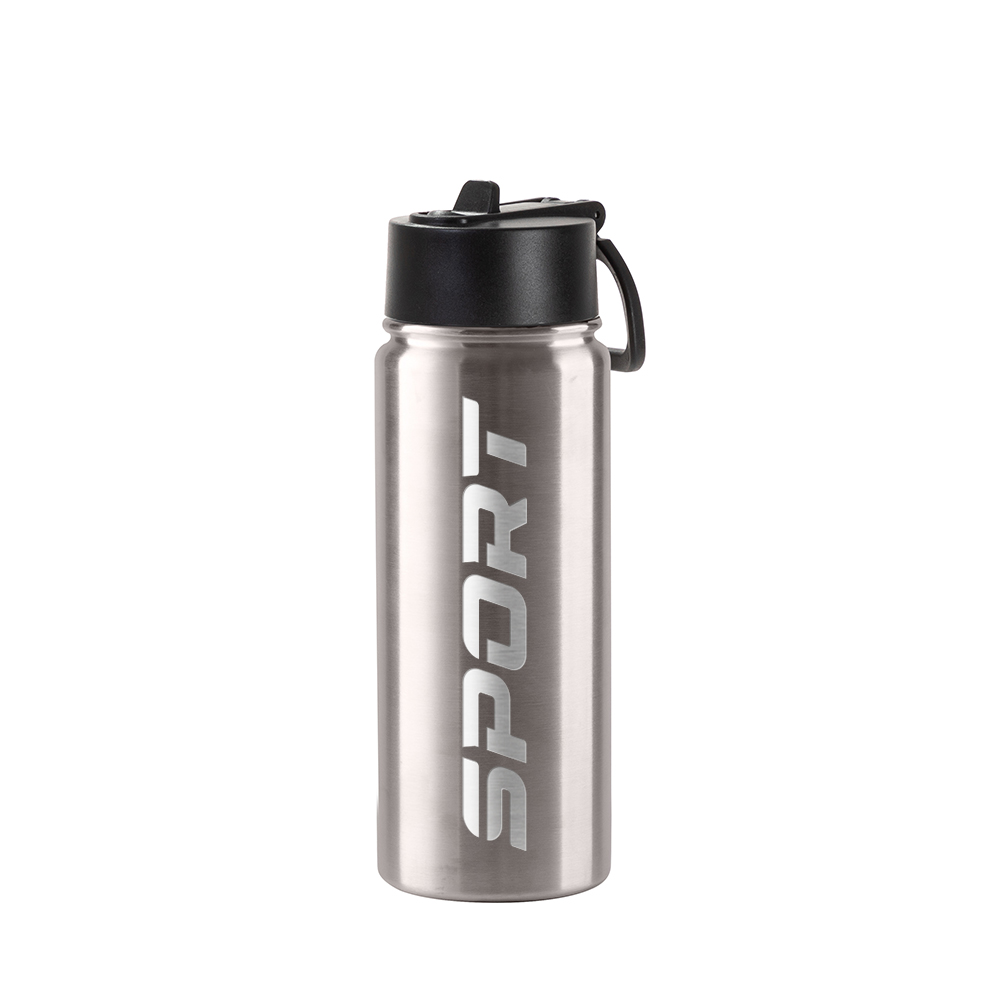 18oz Insulated Water Bottle with Straw - Powder Coated Black