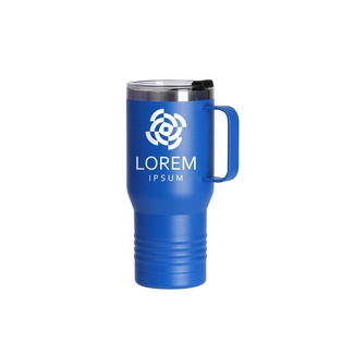 22oz/650ml Stainless Steel Tumbler with Handle w/ Ringneck Grip (Powder Coated, Dark Blue)