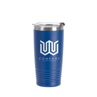 20oz/600ml Stainless Steel Tumbler w/ Ringneck Grip (Powder Coated, Dark Blue)