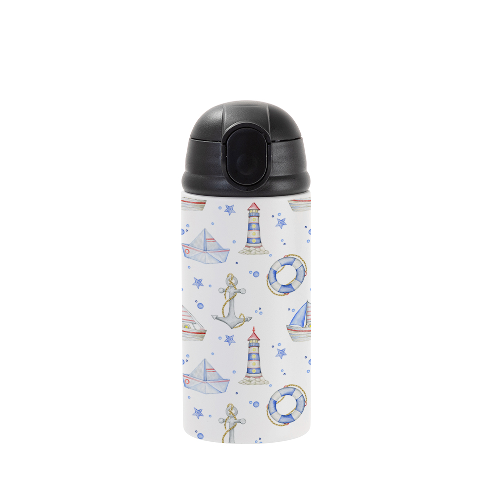 12oz/360ml Kids Stainless Steel Bottle (Powder Coated, White)