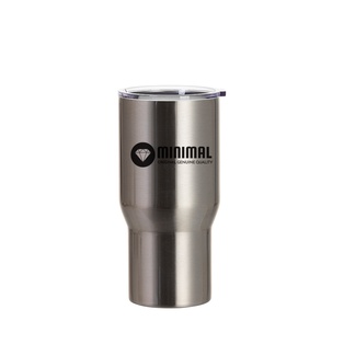 22oz/650ml Stainless Steel Travel Tumbler with Clear Flat Lid (Silver)