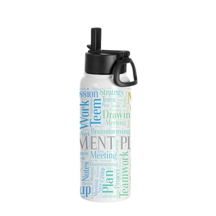 30oz/900ml Stainless Steel Water Bottle w/ Wide Mouth Straw & Portable Lid (White)