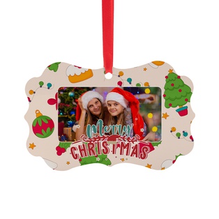 Sublimation Ornament Blanks Aluminum Hanging Ornaments Christmas Tree Decoration (6*9.8cm, Rectangular)