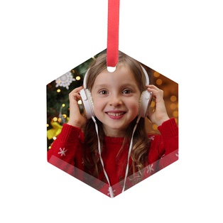 Sublimation Ornament Blanks Glass Hanging Christmas Ornaments Crafts (3inch, Hexagon)