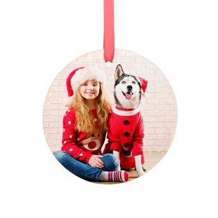 Sublimation Ornament Blanks Christmas Ball Holiday hanging Crafts Glass (3.5inch, Circle)