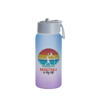 25oz/750ml Frosted Glass Sports Bottle w/ Grey Straw Lid (Gradient Color Blue & Purple)