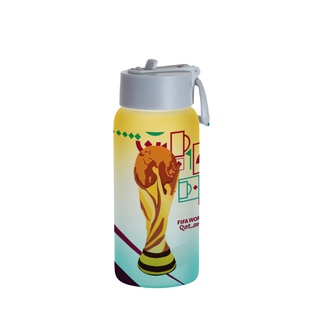 25oz/750ml Frosted Glass Sports Bottle w/ Blue Straw Lid (Gradient Color Yellow & Green)