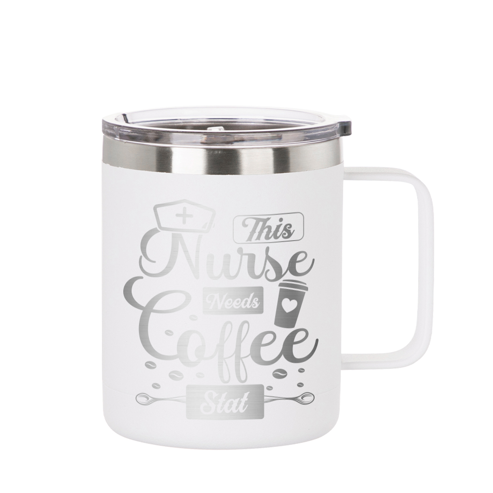 10oz/300ml Stainless Steel Coffee Cup (Sublimation, Matt White)  PYD Life  - Stainless Steel Bottles,Tumblers,Mugs & Custom Print