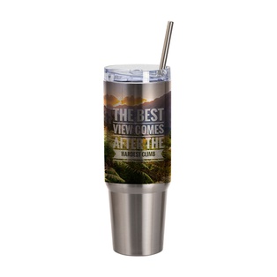 36oz/1080ml Stainless Steel Travel Tumbler with Lid & Straw(Silver)