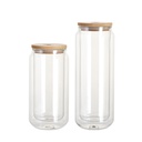 10oz/300ml Clear Can Glass Mug with bamboo lid