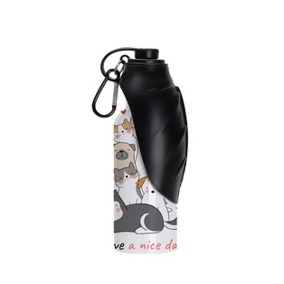 20oz/600ml White Stainless Steel Pet Travel Bottle with Black Silicon Dispenser & Carabiner
