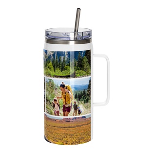 40OZ/1200ml Stainless Steel Sublimation Wine Barrel Tumbler with Slide Lid & Straw(White)
