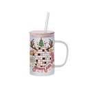 18oz/540ml Glass Mug Frosted White with Bamboo Lid and Glass Straw