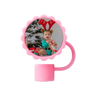 Silicone Straw Cover w/ Insert(Pink,Sunflower shape)