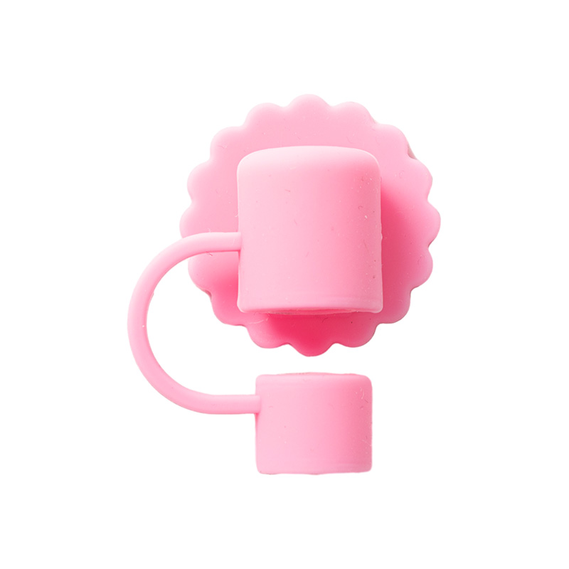 Silicone Straw Cover w/ Insert(Pink,Sunflower shape)