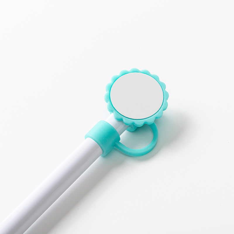 Silicone Straw Cover w/ Insert(Mint Green,Sunflower shape)