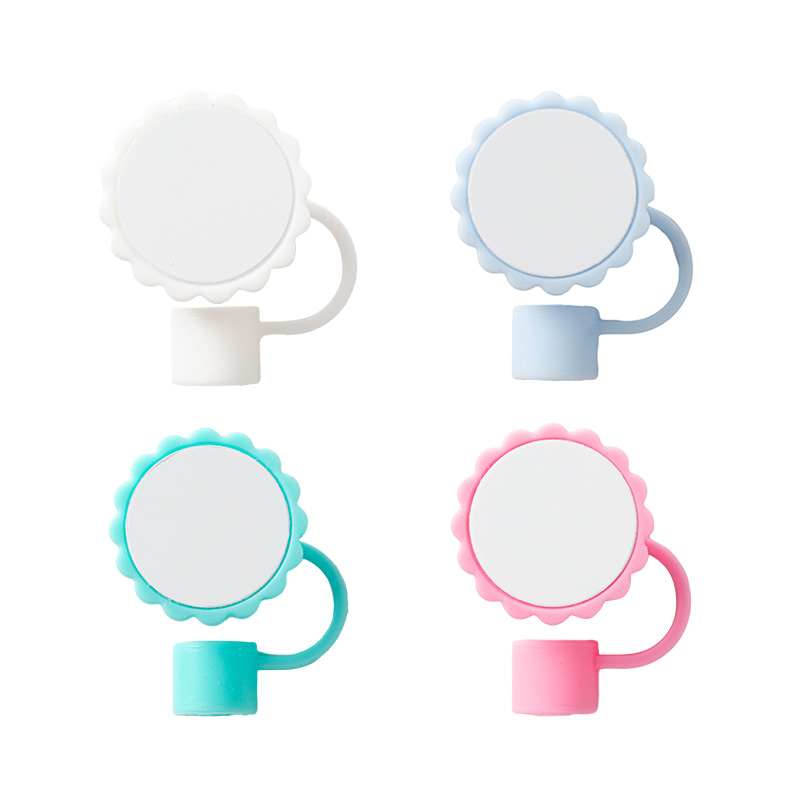 Silicone Straw Cover w/ Insert(Mint Green,Sunflower shape)