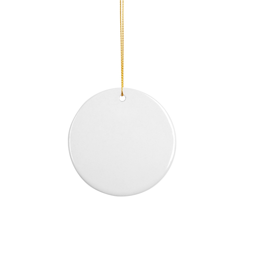 Sublimation Ceramic Ornament Round with Gold String (2.75inch, Double-sided White)