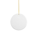 Sublimation Ceramic Ornament Round with Gold String (2.75inch, Double-sided White)