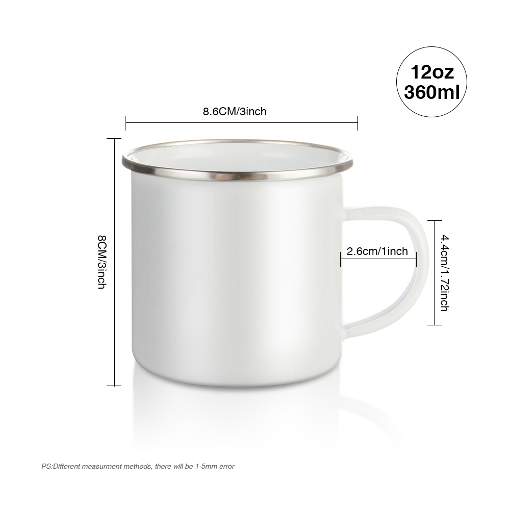 Sublimation Camping Enamel Mug White 12 OZ