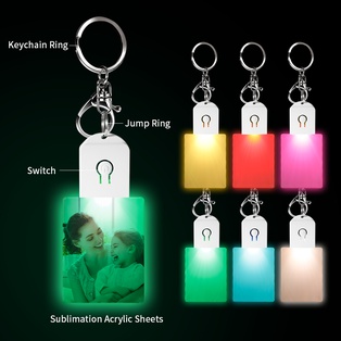 Sublimation LED Acrylic Light Up Keyring(Square,7 colors)