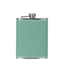 8oz/240ml Stainless Steel Flask with PU Cover(Teal W/ Black)