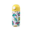 Sublimation Kids Water Bottle Glossy White with Yellow Pop Lid 12oz 360ml