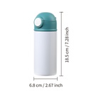 Sublimation Kids Water Bottle Glossy White with Cyan Pop Lid 12oz 360ml