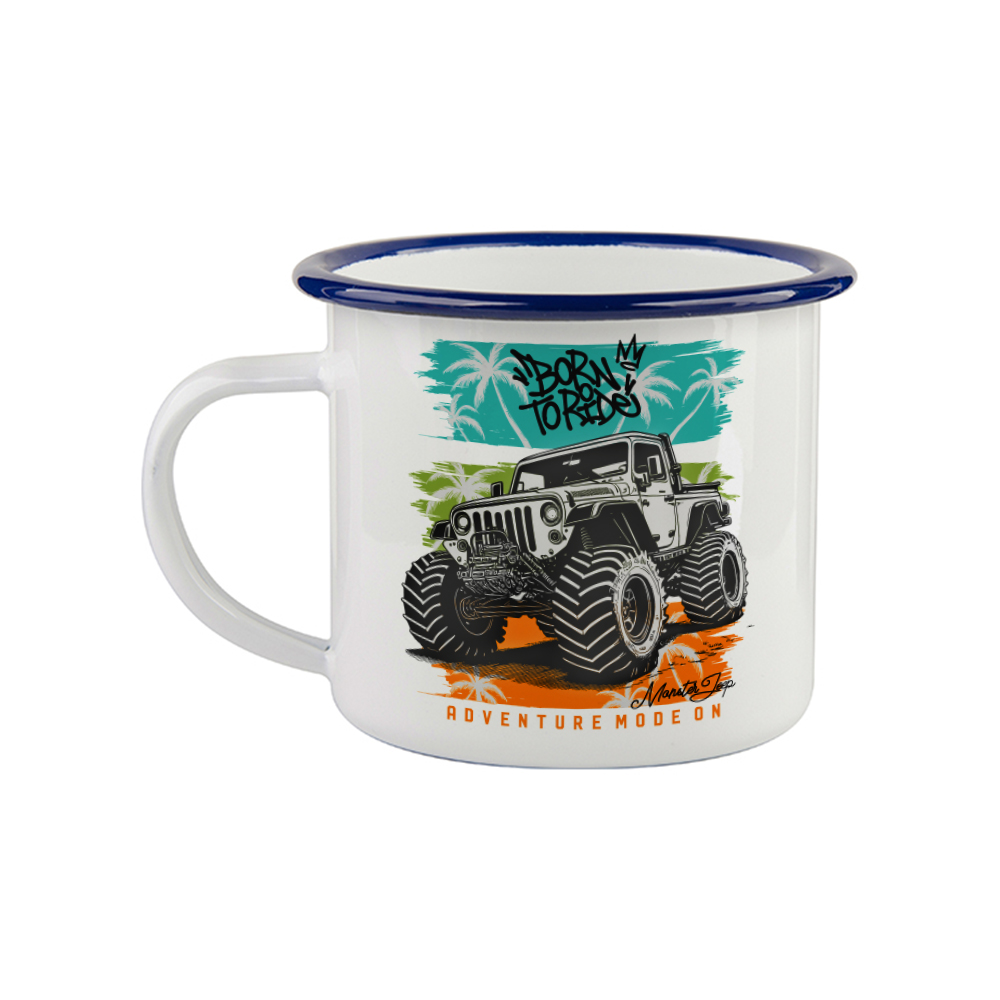 12oz/360ml Enamel Mug(Blue Edge)