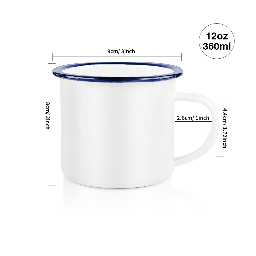 12oz/360ml Enamel Mug(Blue Edge)