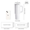 Sublimation Stainless Steel  Tumbler with Flip Lid &amp; Plastic Straw and Handle 40oz 1200ml