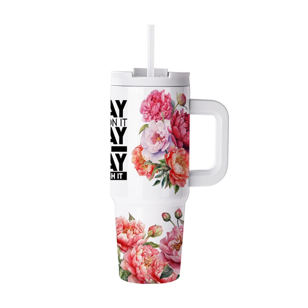 Sublimation Stainless Steel  Tumbler with Flip Lid &amp; Plastic Straw and Handle 30oz 900ml