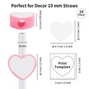 Sublimation Silicone Straw Topper (Pink,Heart Shape)